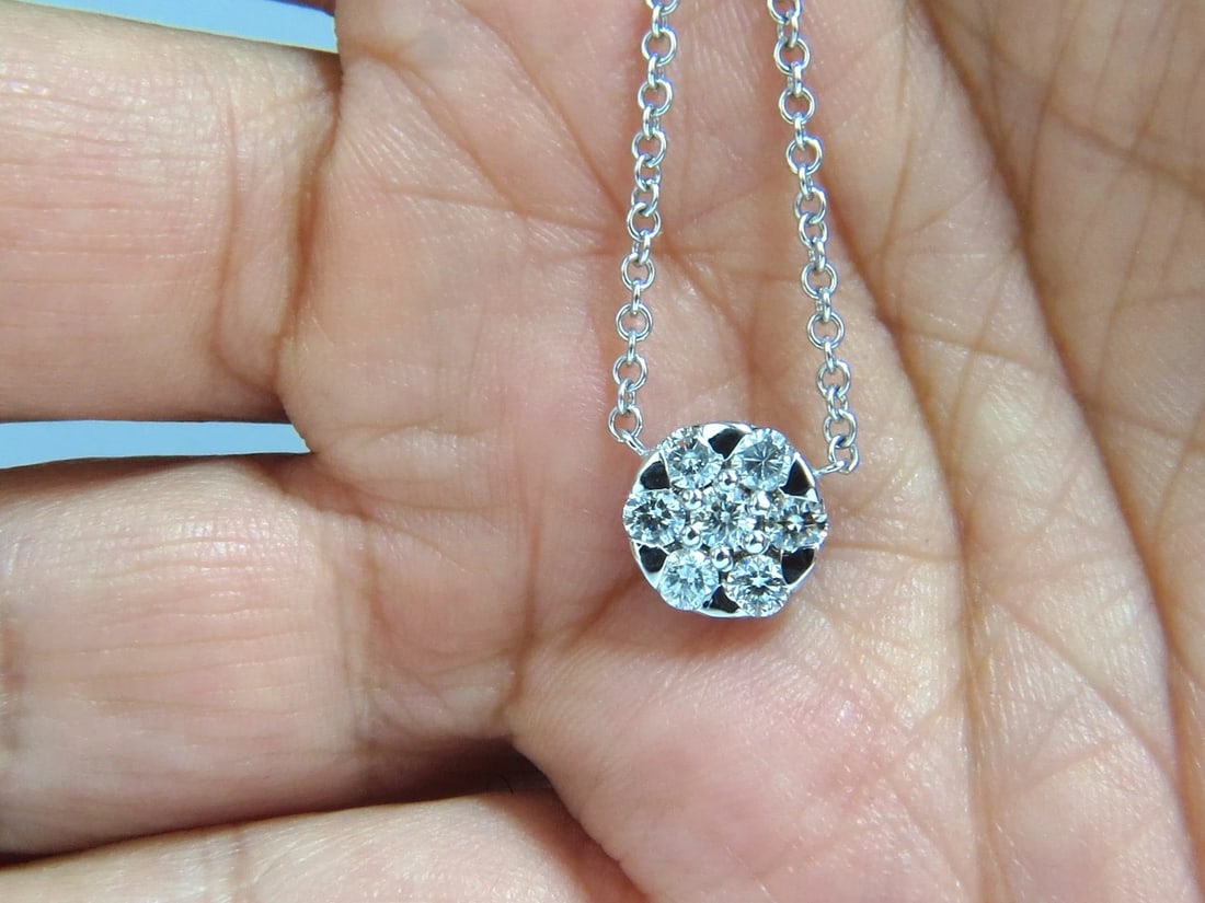 .70ct natural (7) round brilliant diamond cluster pendant 14kt - 4
