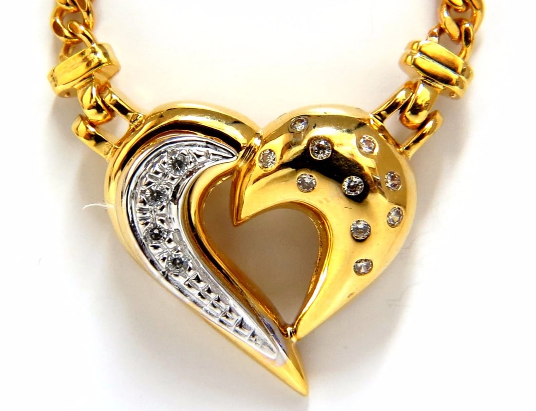 .25ct natural diamonds heart necklace 14kt yellow gold+ (1 of 3)