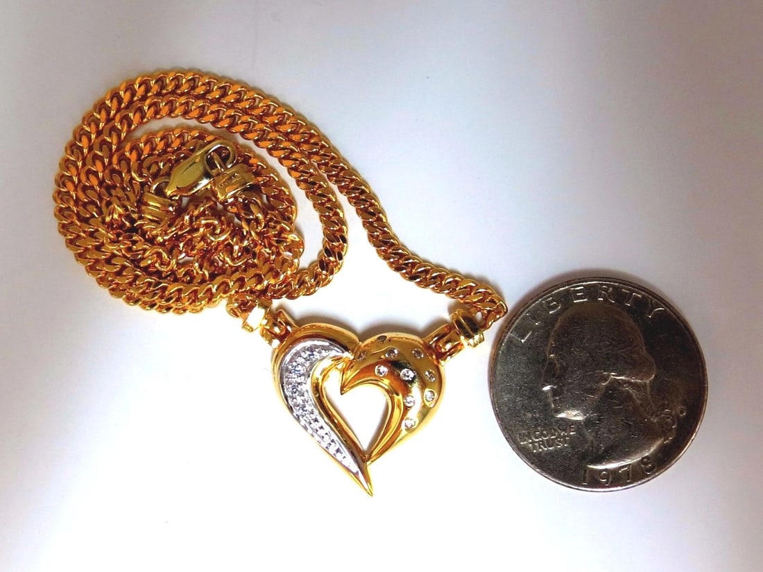 .25ct natural diamonds heart necklace 14kt yellow gold+ - 3