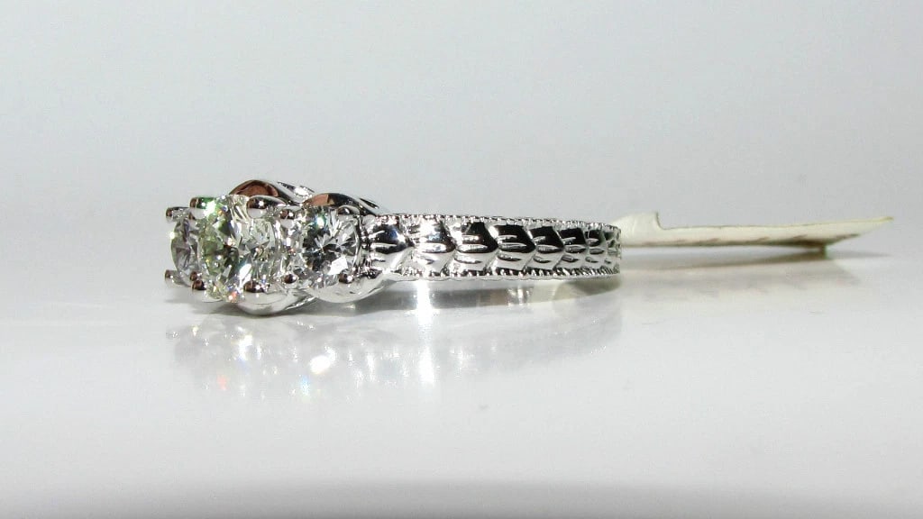 1.09CT NATURAL DIAMONDS CLASSIC 3 RING 14KT - 3