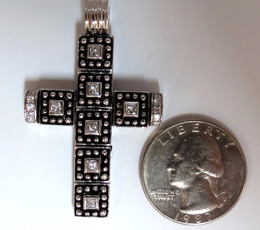 1.00CT NATURAL DIAMONDS GOTHIC CROSS PENDANT + - 2