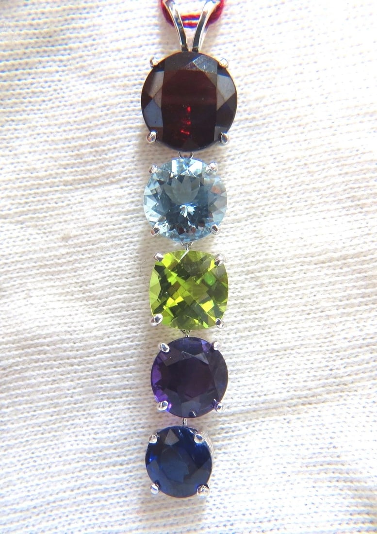 16.00ct natural Garnet Aquamarine Peridot Amethyst Kyanite drop pendant (1 of 2)