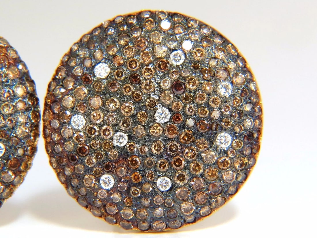 6.00ct natural fancy color diamonds bead set earrings 18kt - 2