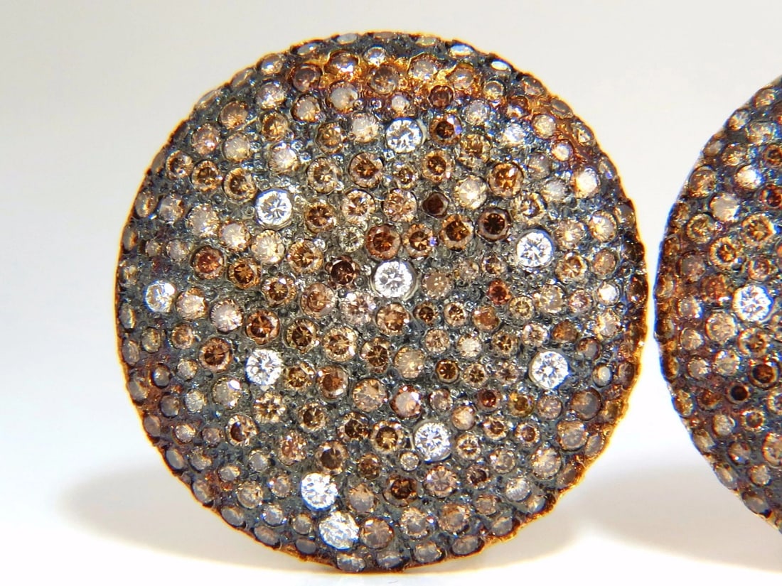 6.00ct natural fancy color diamonds bead set earrings 18kt - 3