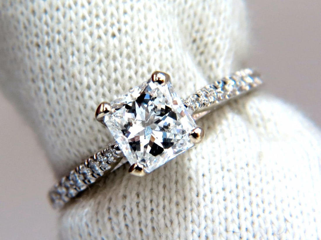 GIA Certified 1.01ct Princess cut natural diamond ring Cathedral Prime D/VS - 6