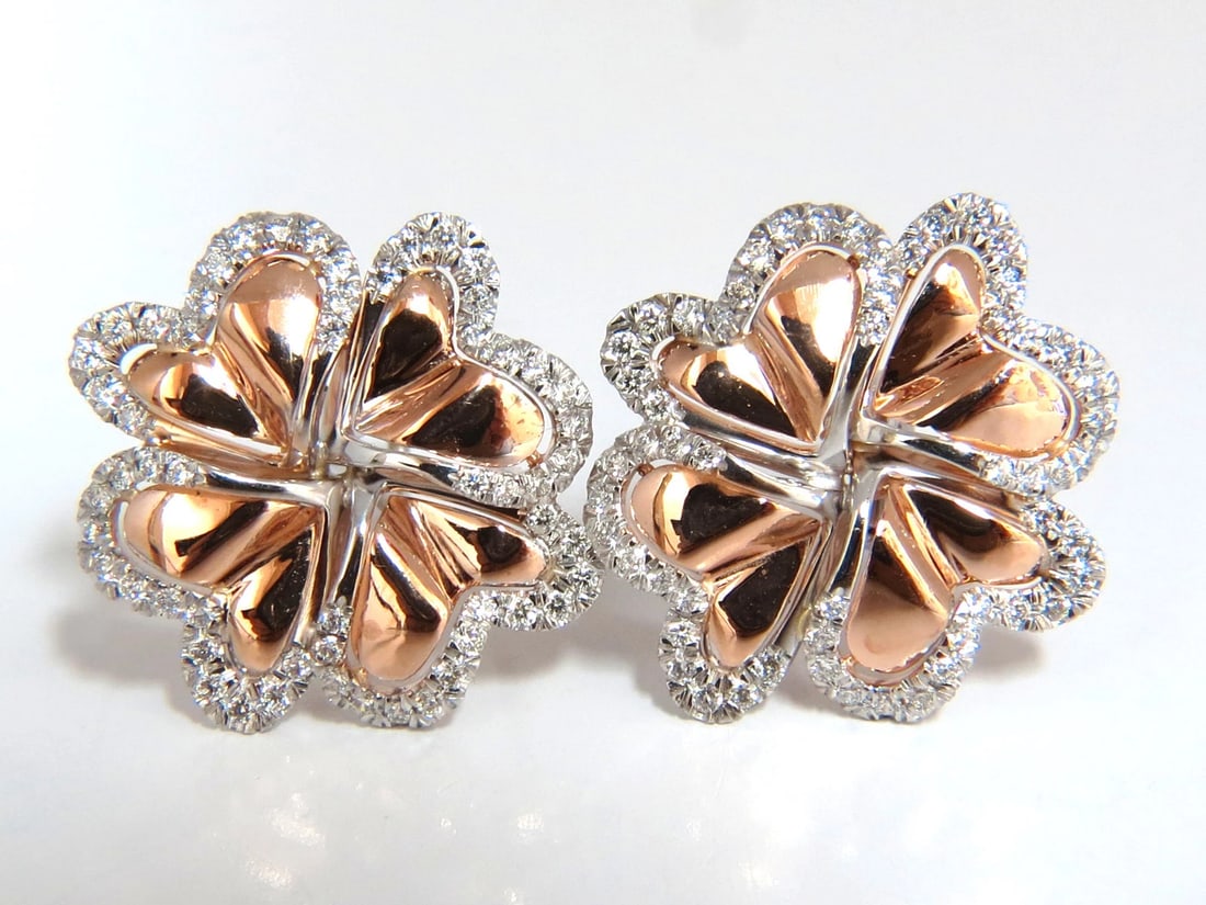 1.40ct 3D Heart Linked Deco Circular Earrings Omega Rose Gold 18KT - 2
