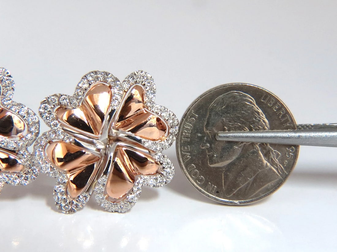 1.40ct 3D Heart Linked Deco Circular Earrings Omega Rose Gold 18KT - 3