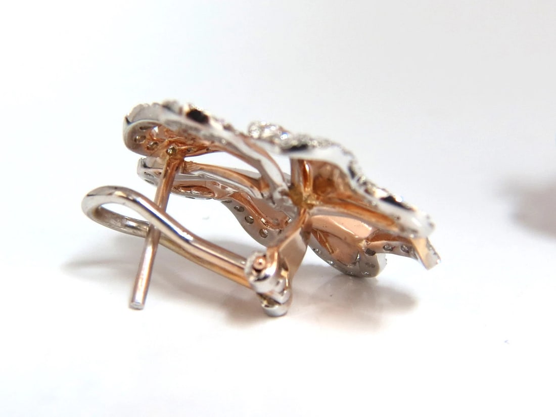 1.40ct 3D Heart Linked Deco Circular Earrings Omega Rose Gold 18KT - 4