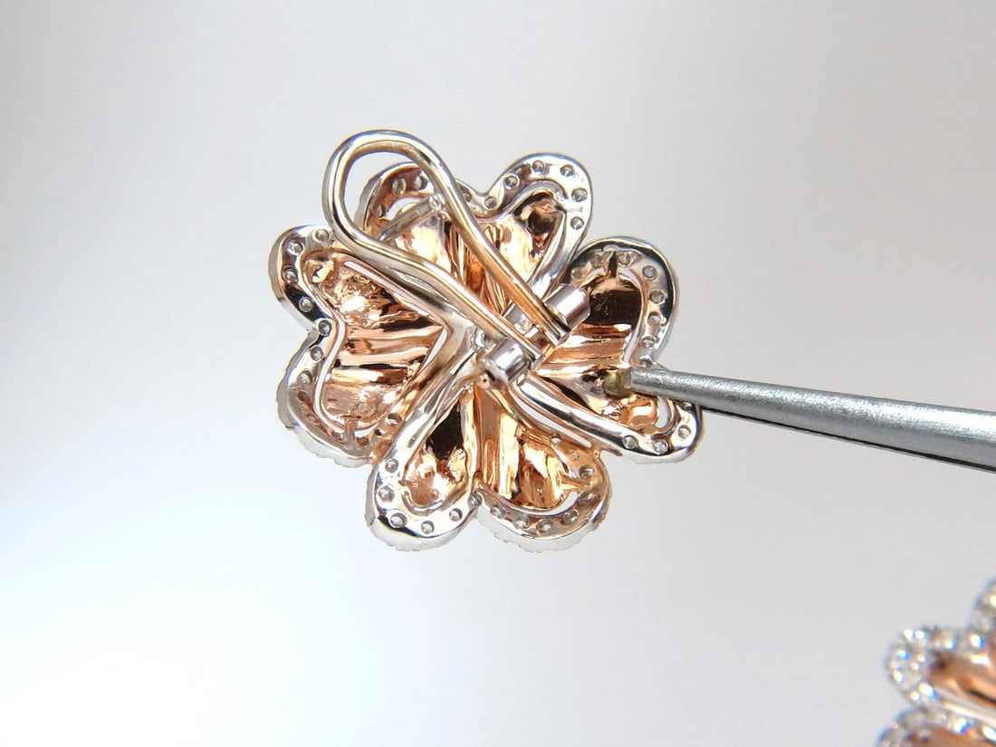 1.40ct 3D Heart Linked Deco Circular Earrings Omega Rose Gold 18KT - 5