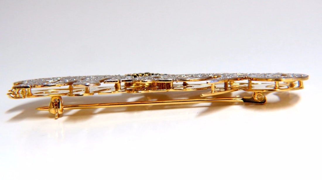 Maria Brooch Pin 2.00ct natural sapphire diamonds 14kt - 4