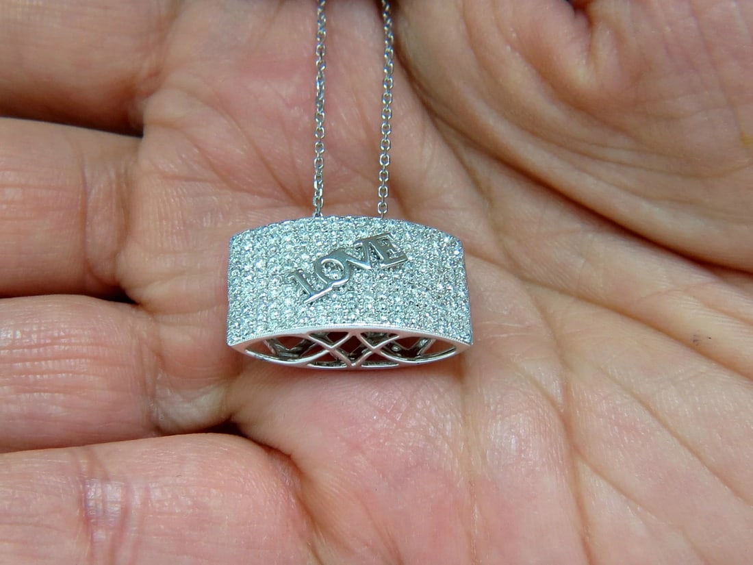 1.52CT DIAMoNDS MODERN "LOVE" DIAMONDS PENDANT 14KT & CHAIN BEAD SET+ - 5