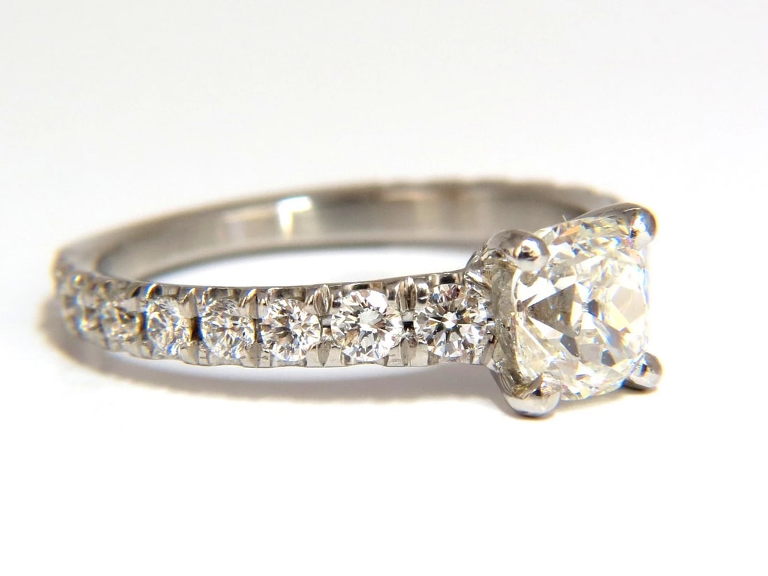GIA 1.71ct. Cushion cut natural diamond ring platinum i/vs - 3