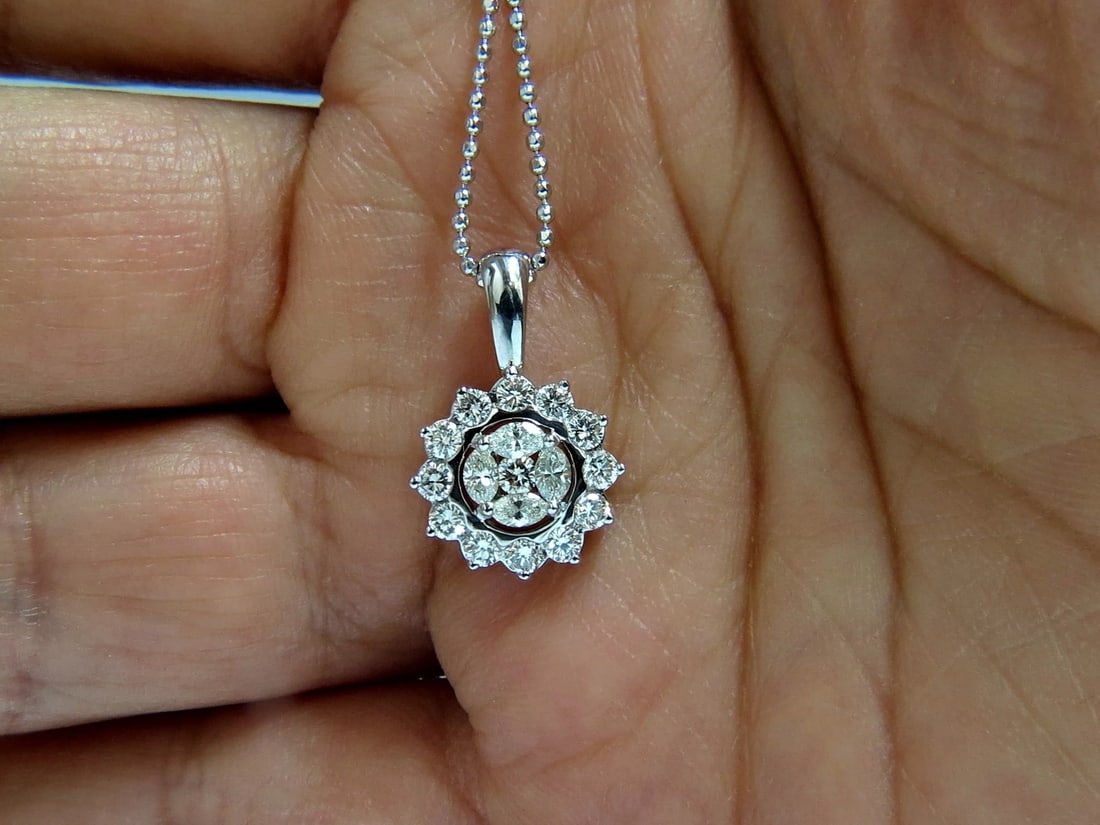 1.00CT NATURAL DIAMONDS MARQUISE CLUSTER HALO PENDANT BALL CHAIN NECKLACE+ - 5