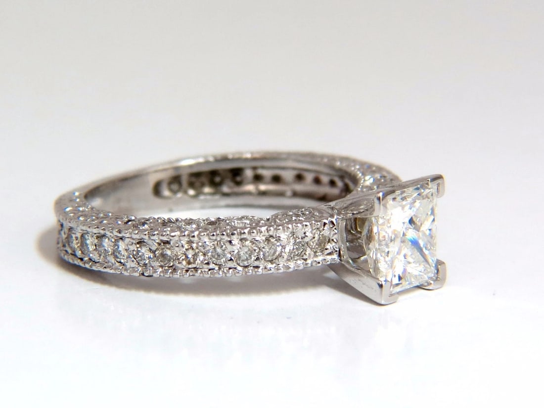 1.01ct Natural Princess cut diamond ring 14kt - 2