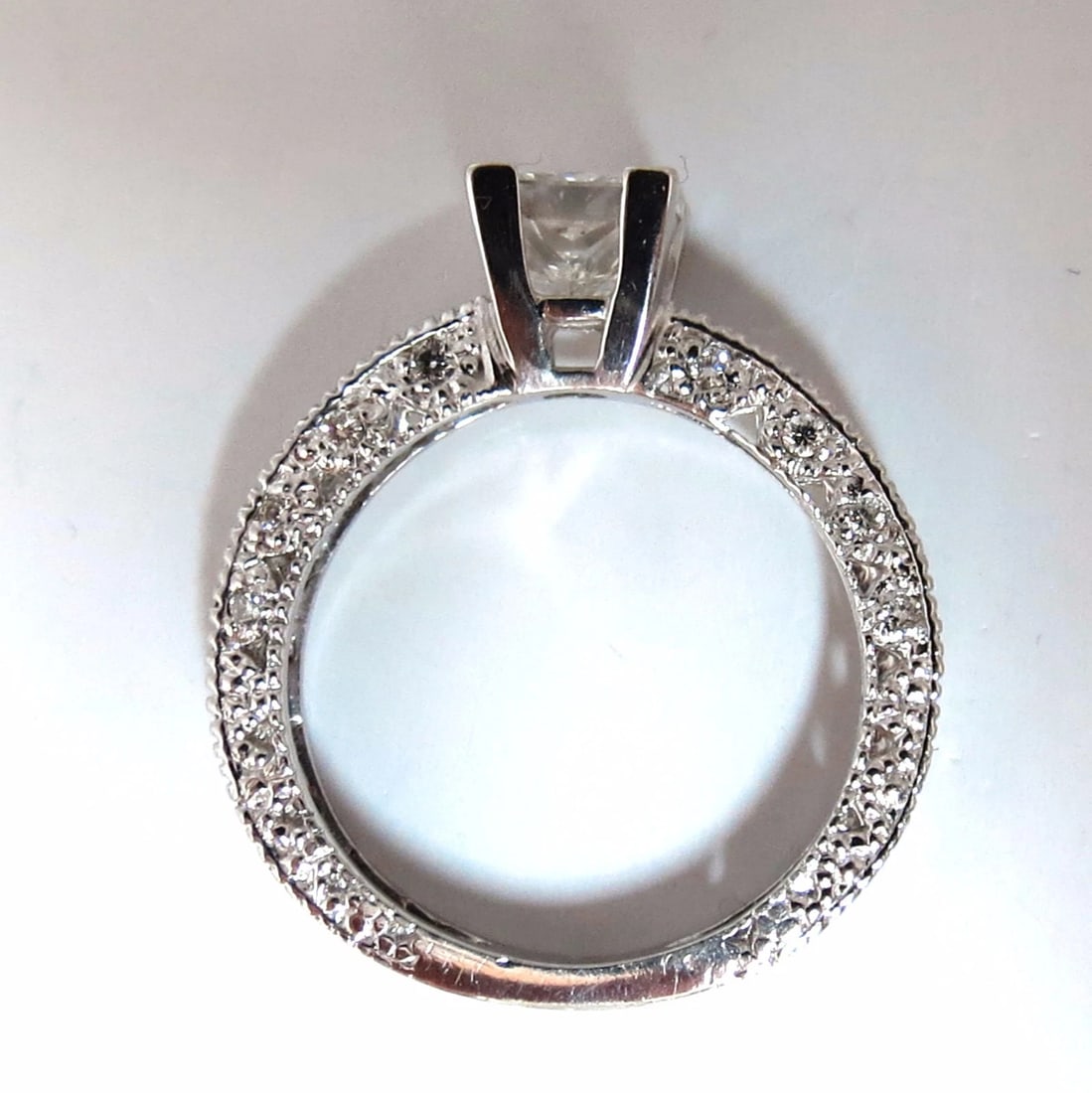 1.01ct Natural Princess cut diamond ring 14kt - 4