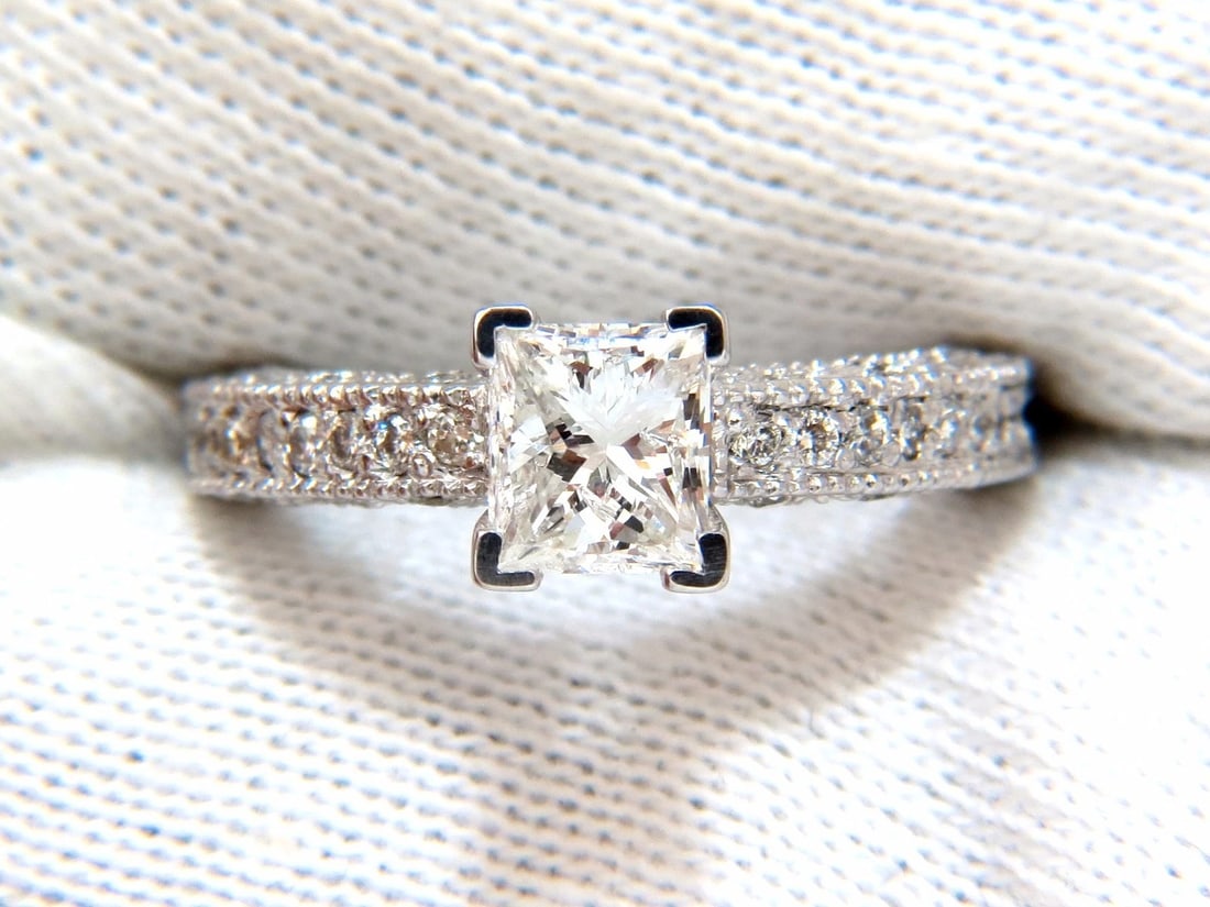 1.01ct Natural Princess cut diamond ring 14kt - 5