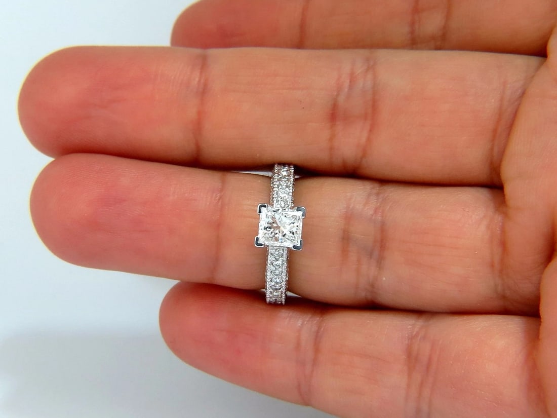 1.01ct Natural Princess cut diamond ring 14kt - 6