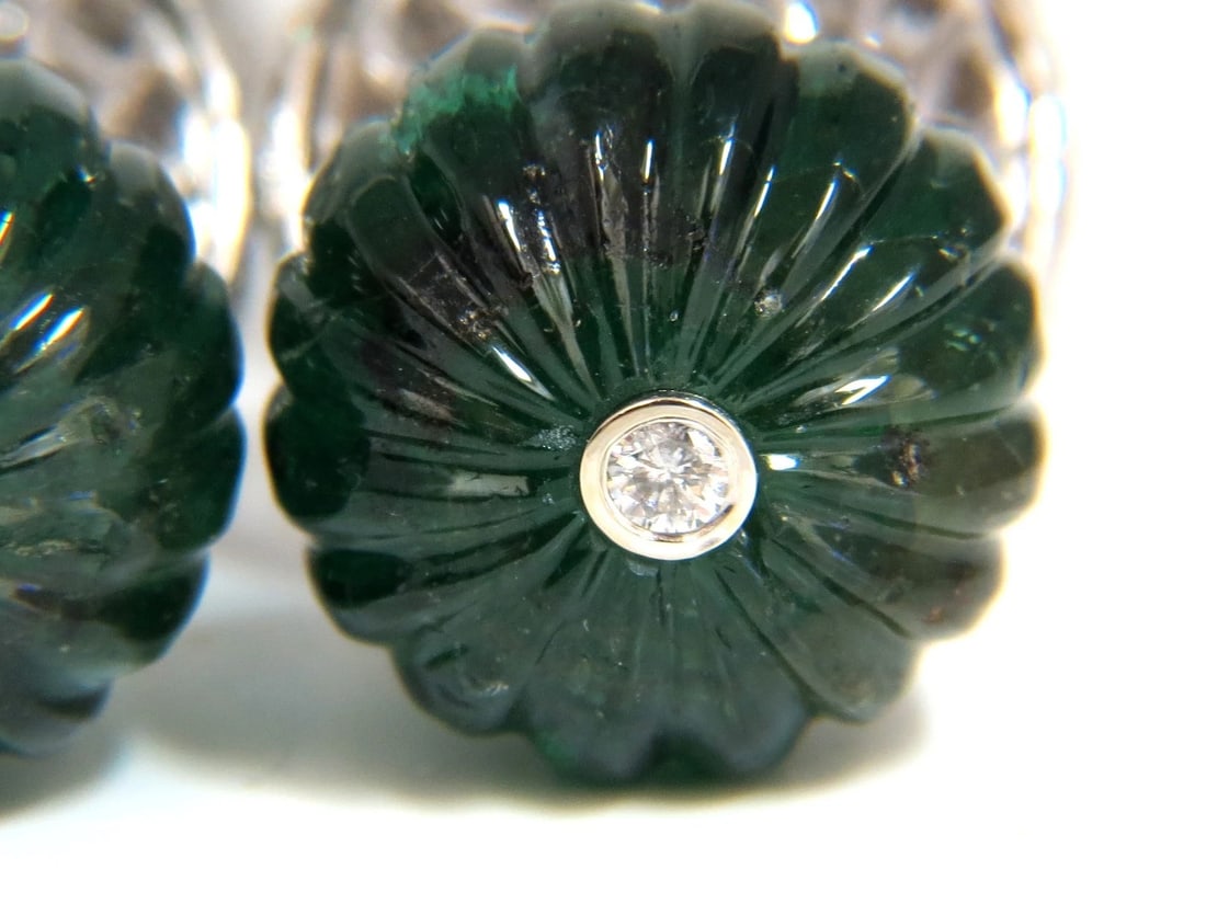 46CT NATURAL EMERALD DIAMOND PEACOCK TAHITIAN PEARL DANGLING EARRINGS 18KT - 4