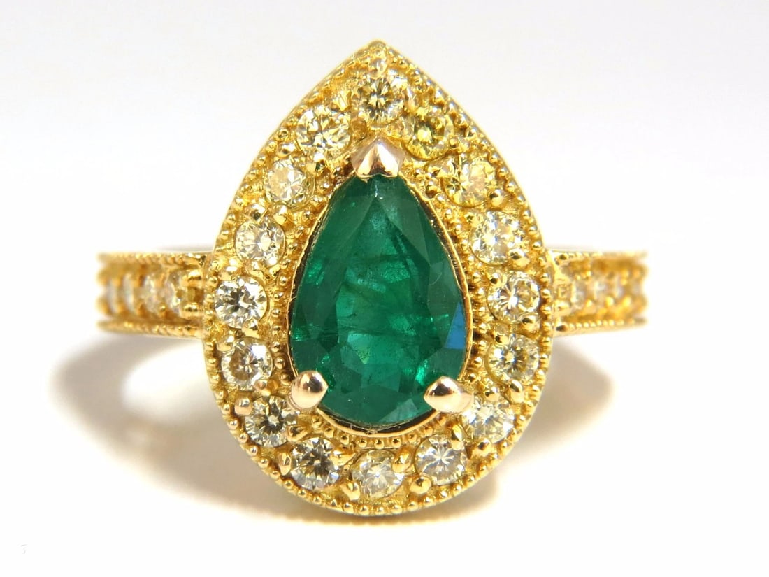 2.85ct Natural Pear Brilliant Emerald diamond ring 14kt G/Vs Fancy Yellow - 2