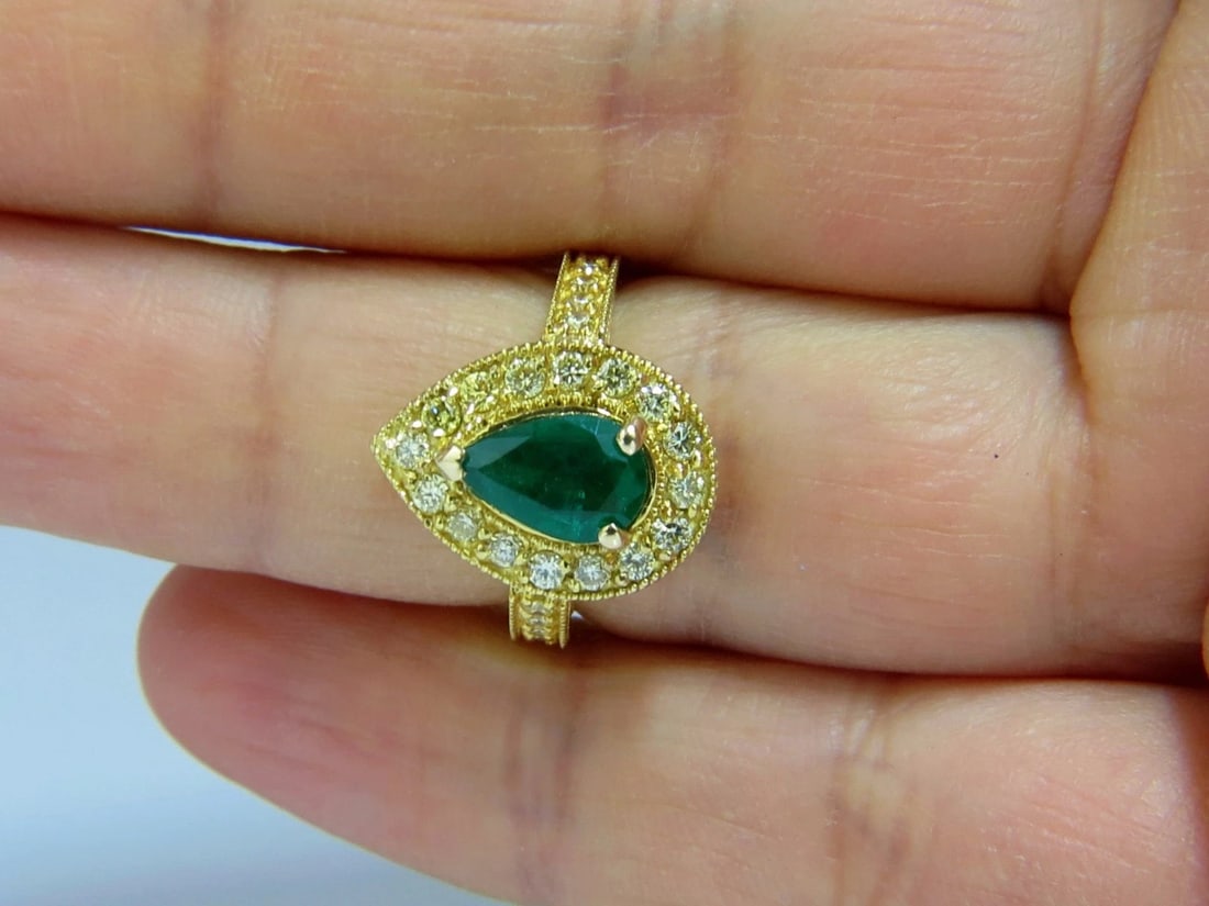2.85ct Natural Pear Brilliant Emerald diamond ring 14kt G/Vs Fancy Yellow - 7