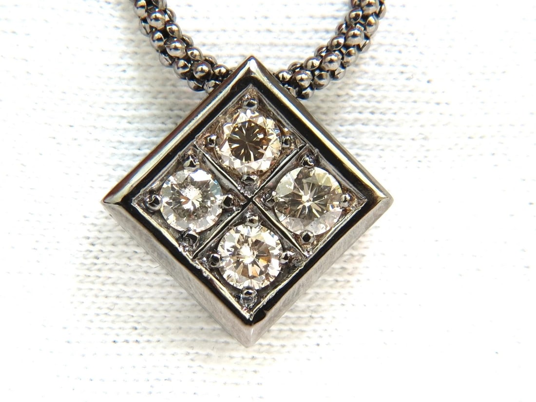 1.54CT DIAMONDS NATURAL FANCY LIGHT BROWN BEADED NECKLACE 14KT+ - 2