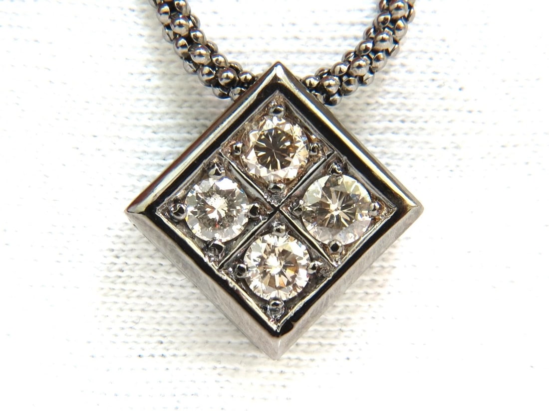 1.54CT DIAMONDS NATURAL FANCY LIGHT BROWN BEADED NECKLACE 14KT+ - 3