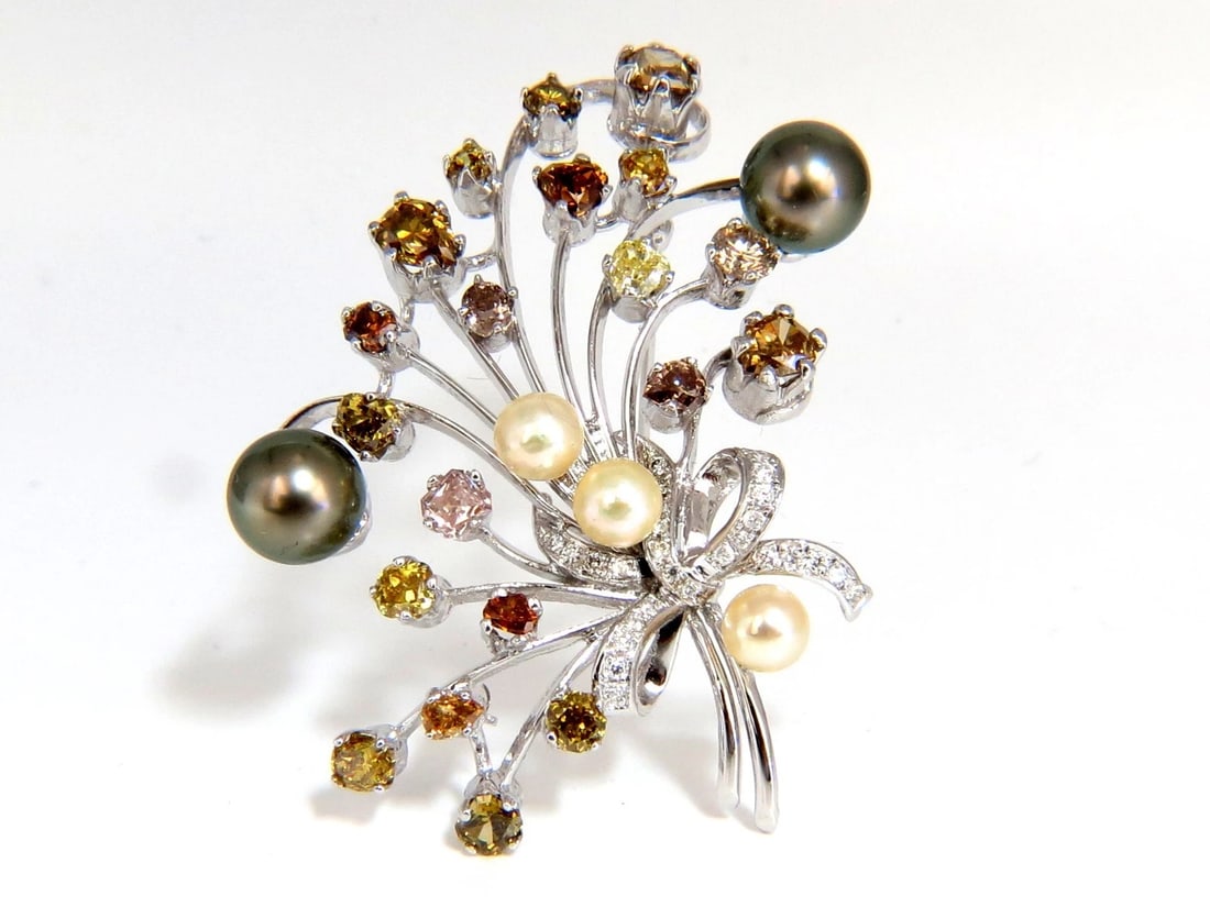 6.00ct NATURAL FANCY COLOR YELLOW ORANGE BROWN PINK DIAMOND PIN 14kt - 2