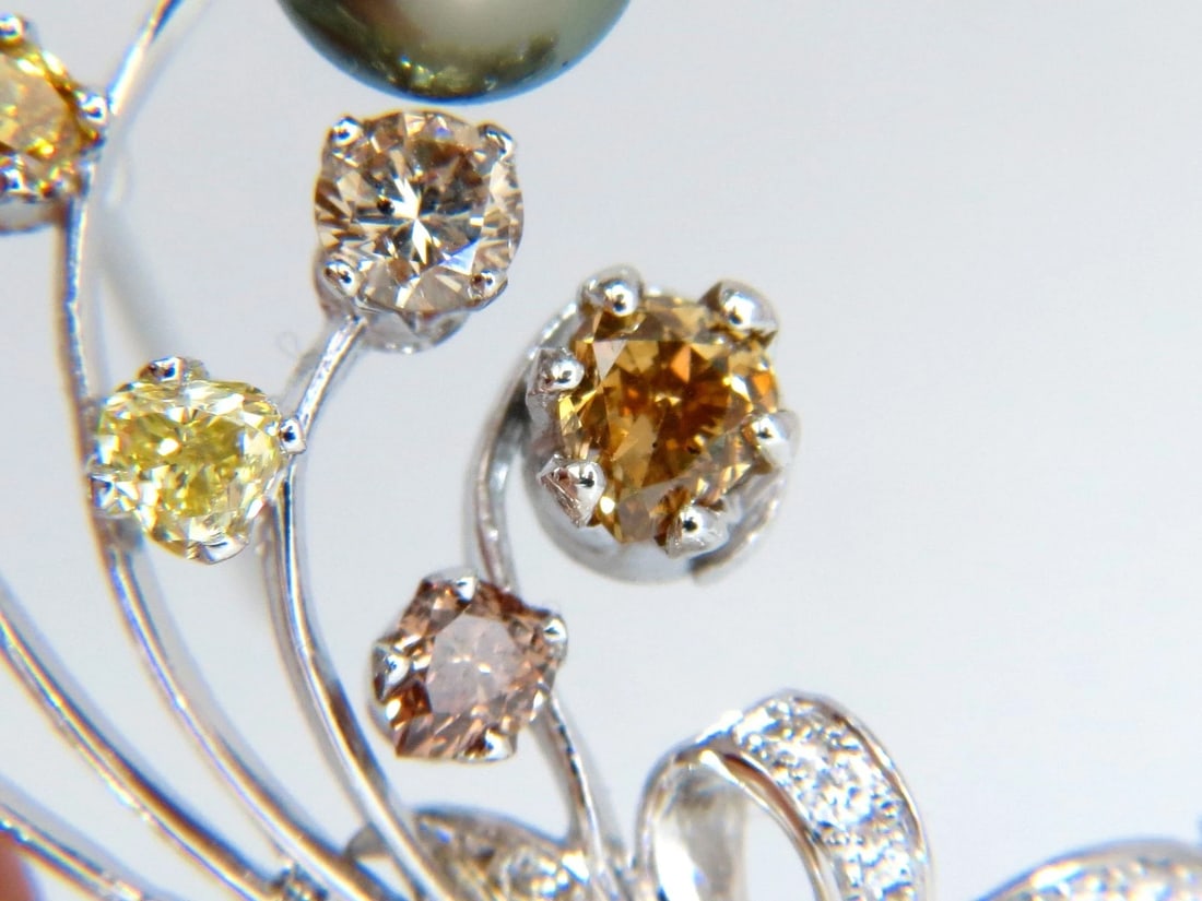 6.00ct NATURAL FANCY COLOR YELLOW ORANGE BROWN PINK DIAMOND PIN 14kt - 4
