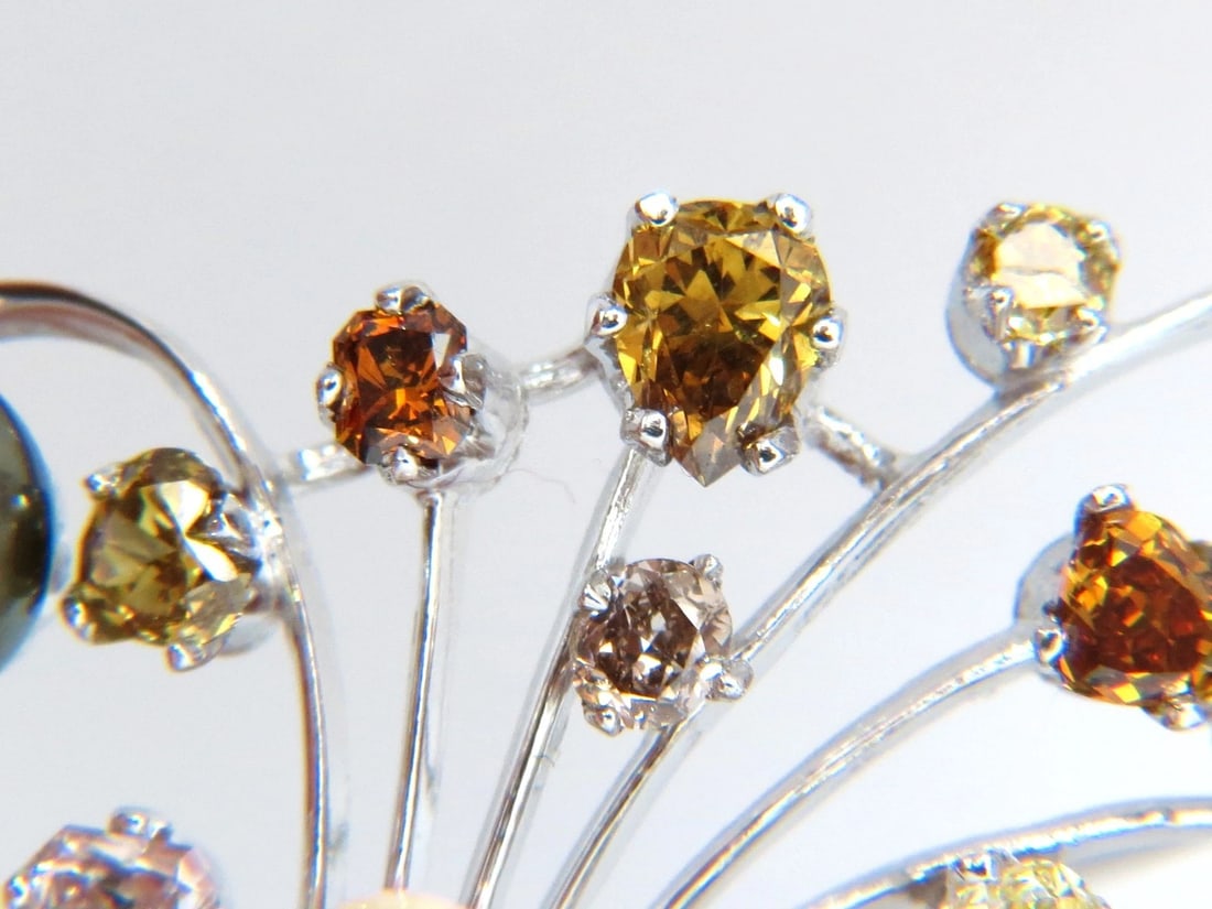 6.00ct NATURAL FANCY COLOR YELLOW ORANGE BROWN PINK DIAMOND PIN 14kt - 5