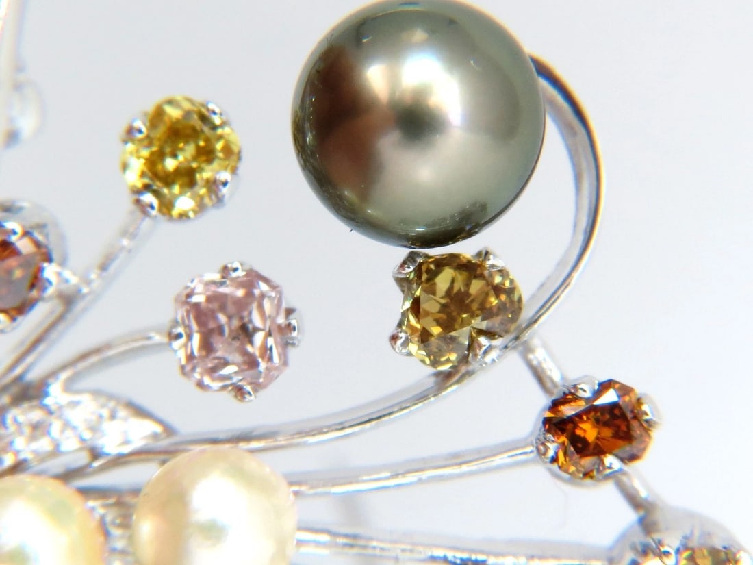 6.00ct NATURAL FANCY COLOR YELLOW ORANGE BROWN PINK DIAMOND PIN 14kt - 6