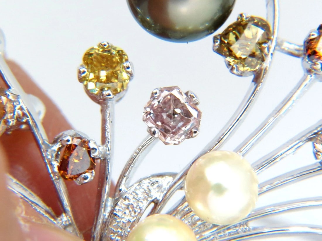 6.00ct NATURAL FANCY COLOR YELLOW ORANGE BROWN PINK DIAMOND PIN 14kt - 7