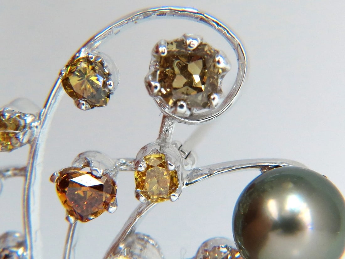 6.00ct NATURAL FANCY COLOR YELLOW ORANGE BROWN PINK DIAMOND PIN 14kt - 8