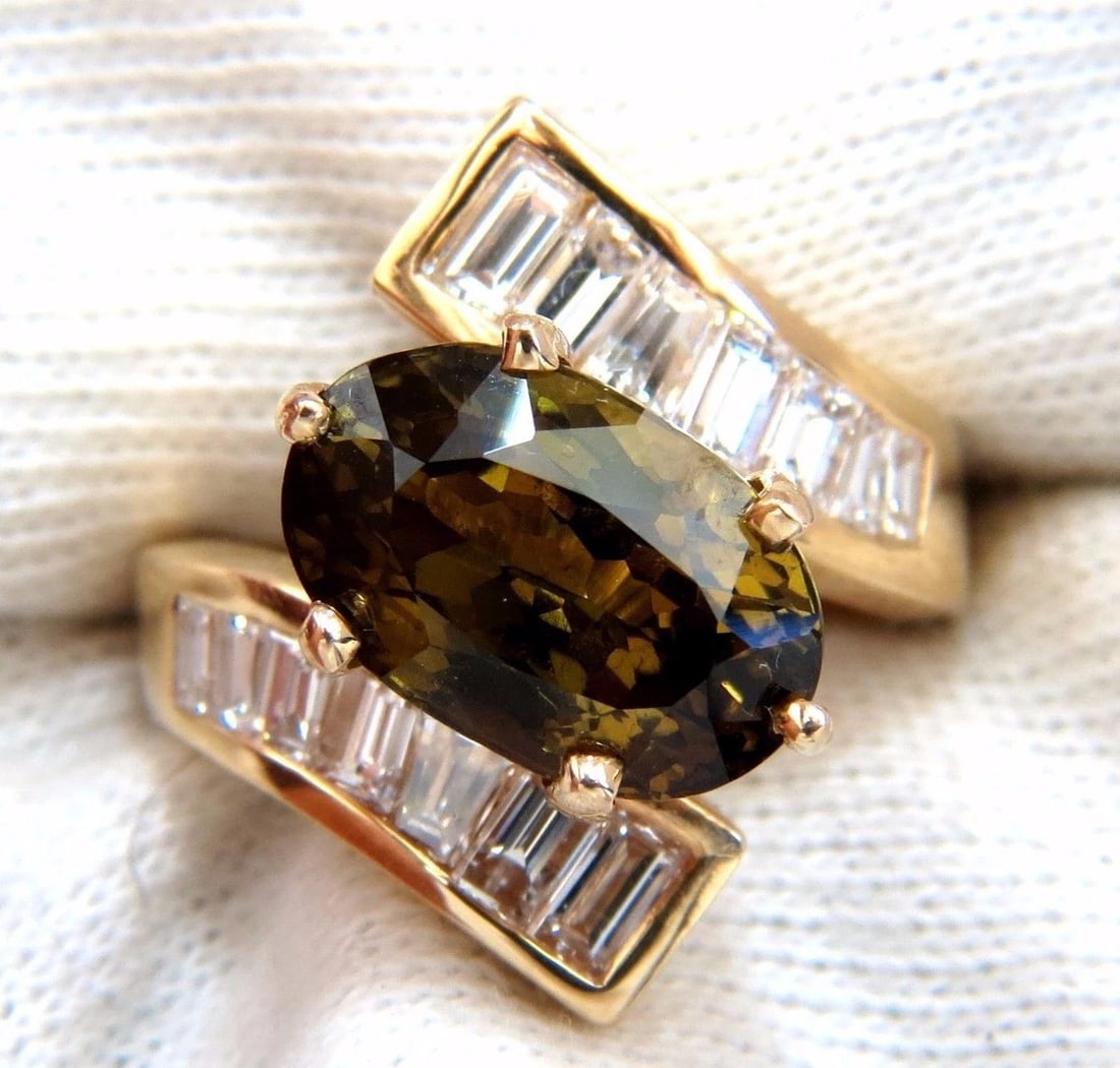 GIA Certified 8.92ct Natural Chrysoberyl Diamonds Bypass Ring 14kt: Title: GIA Certified 8.92ct Natural Chrysoberyl Diamonds Bypass Ring 14kt Description: MAGNIFICENT JEWELS Chrysoberyl Bypass Deco GIA Certified 6.32ct. Natural Chrysoberyl Ring Oval cut, full cut bril