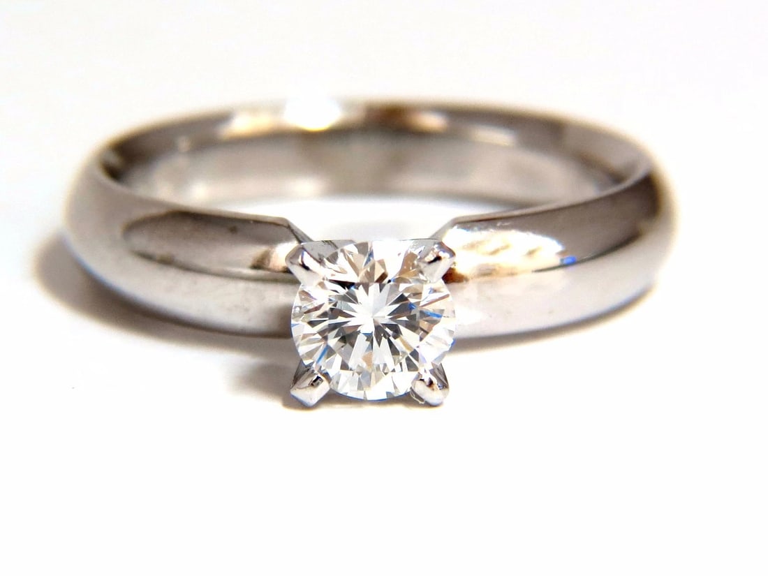 GIA Certified .51ct E Vs2 natural round diamond ring platinum - 2