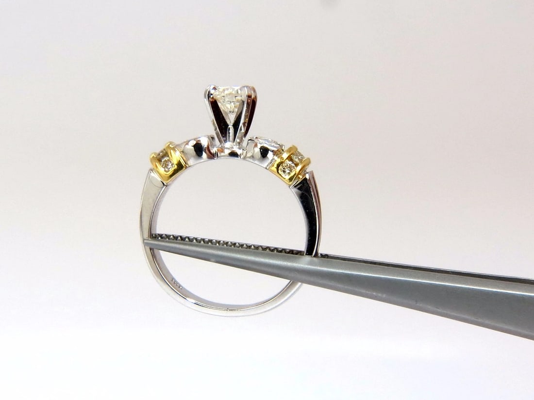 .75CT CLASSIC TRADITIONAL DIAMOND RING 14KT GOLDEN SHOULDERS - 3