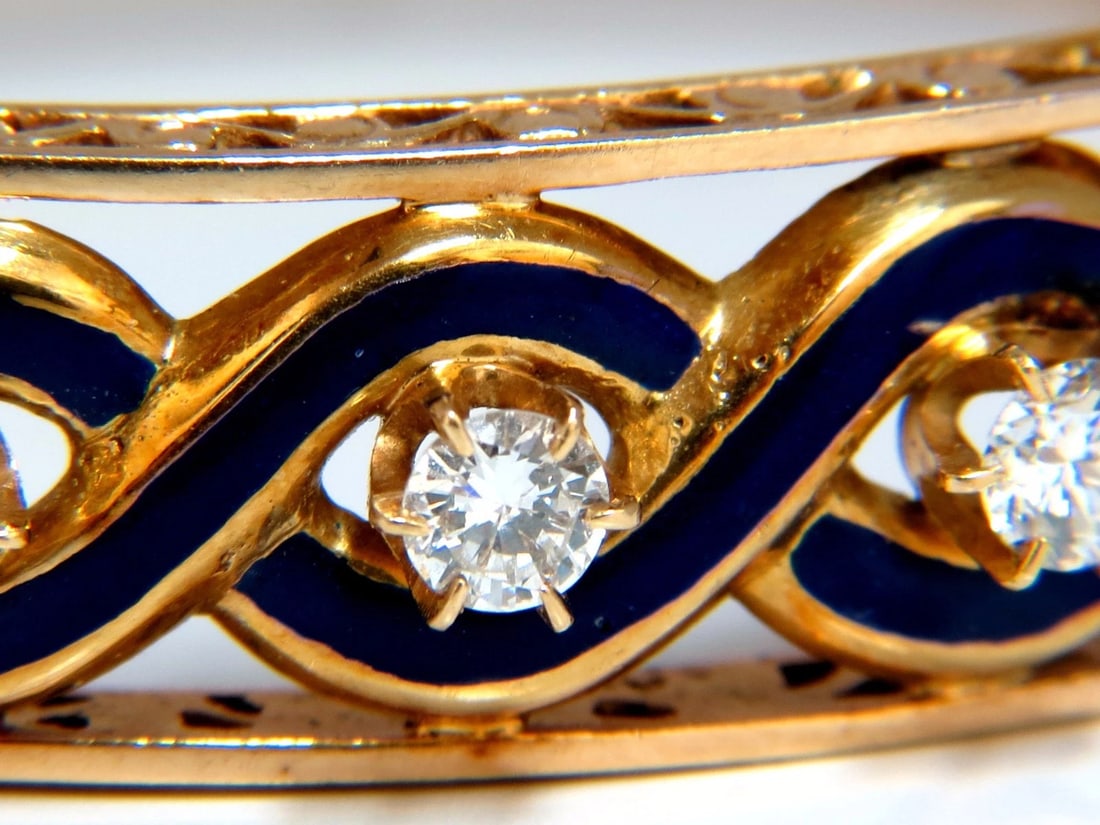 Victorian Ridged Interwoven Braided Handmade Diamond bangle bracelet 14kt - 5