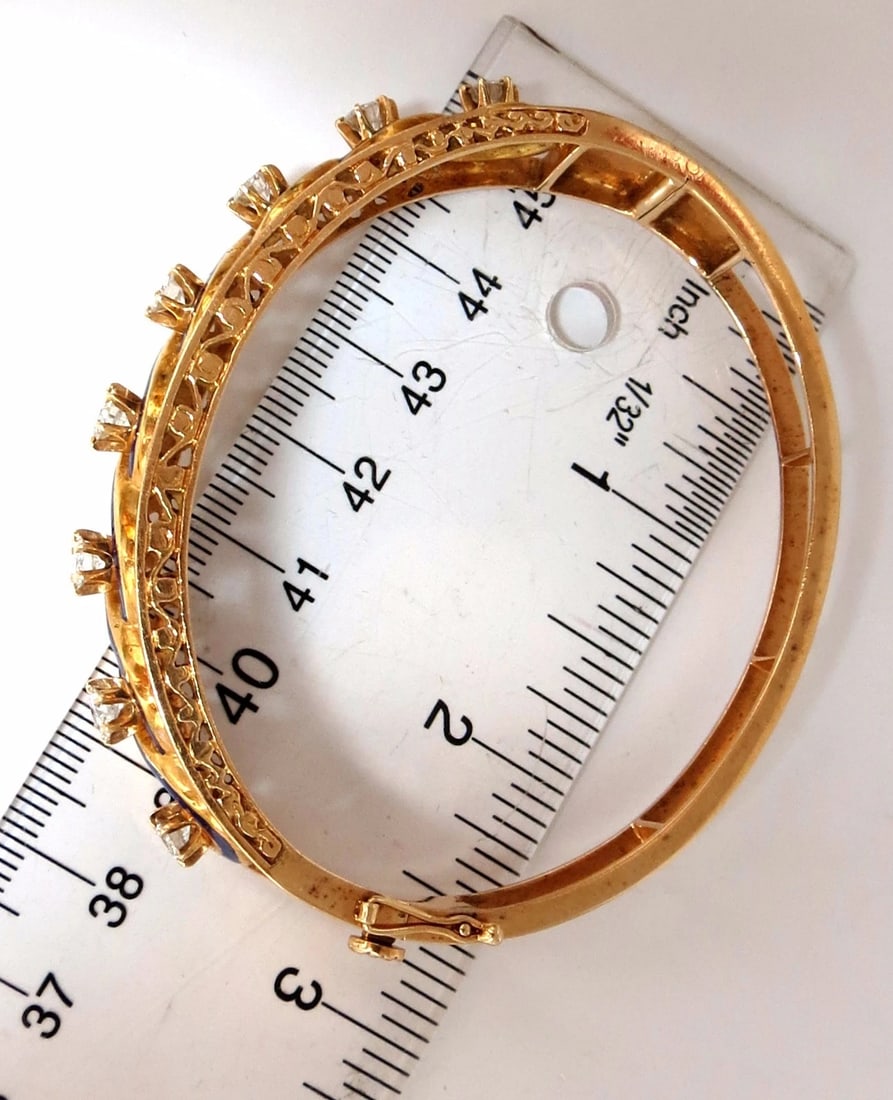 Victorian Ridged Interwoven Braided Handmade Diamond bangle bracelet 14kt - 7