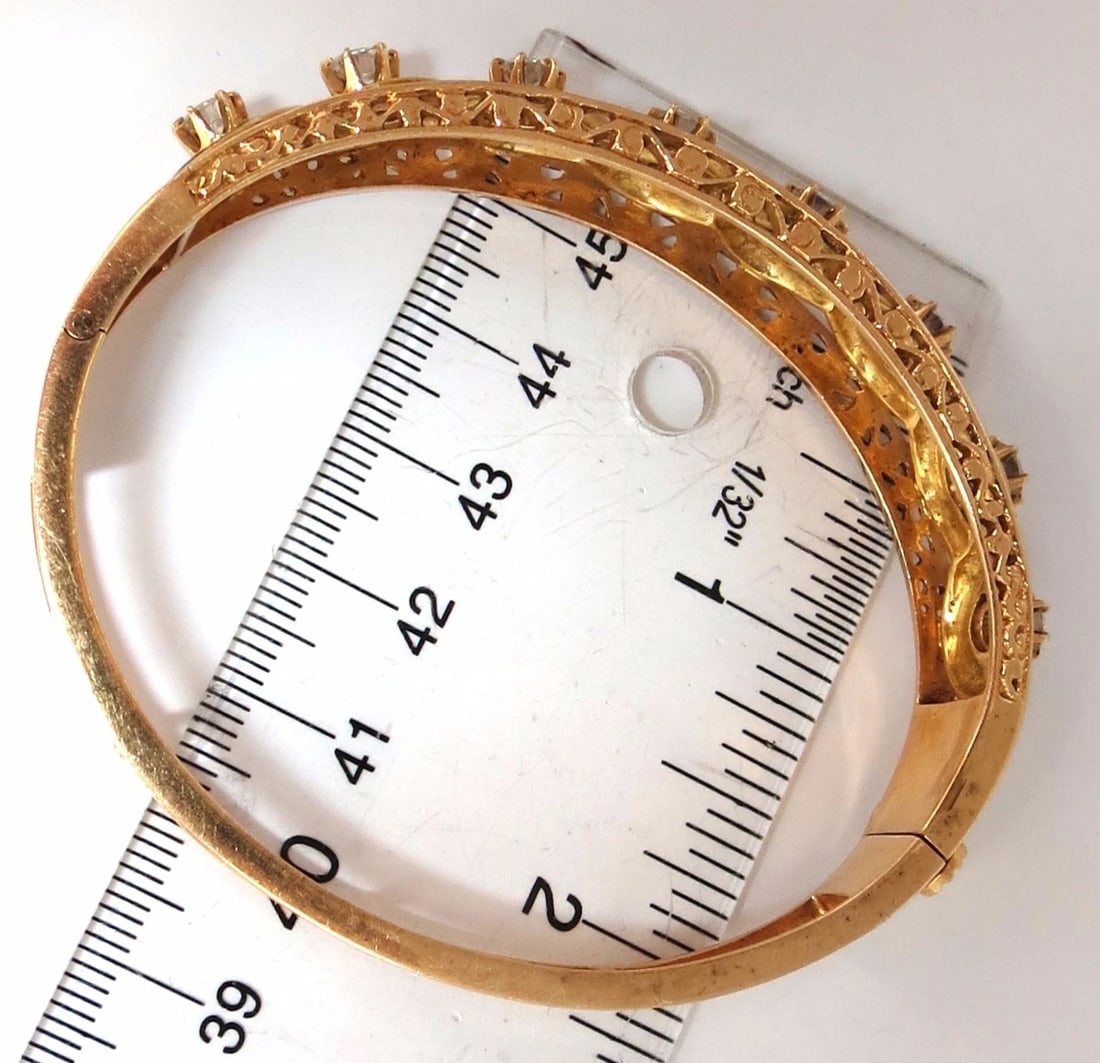 Victorian Ridged Interwoven Braided Handmade Diamond bangle bracelet 14kt - 8