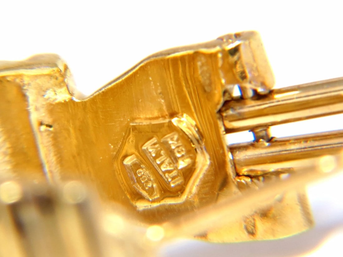 18kt 3D Regency Deco Grill Form Earrings Omega - 3