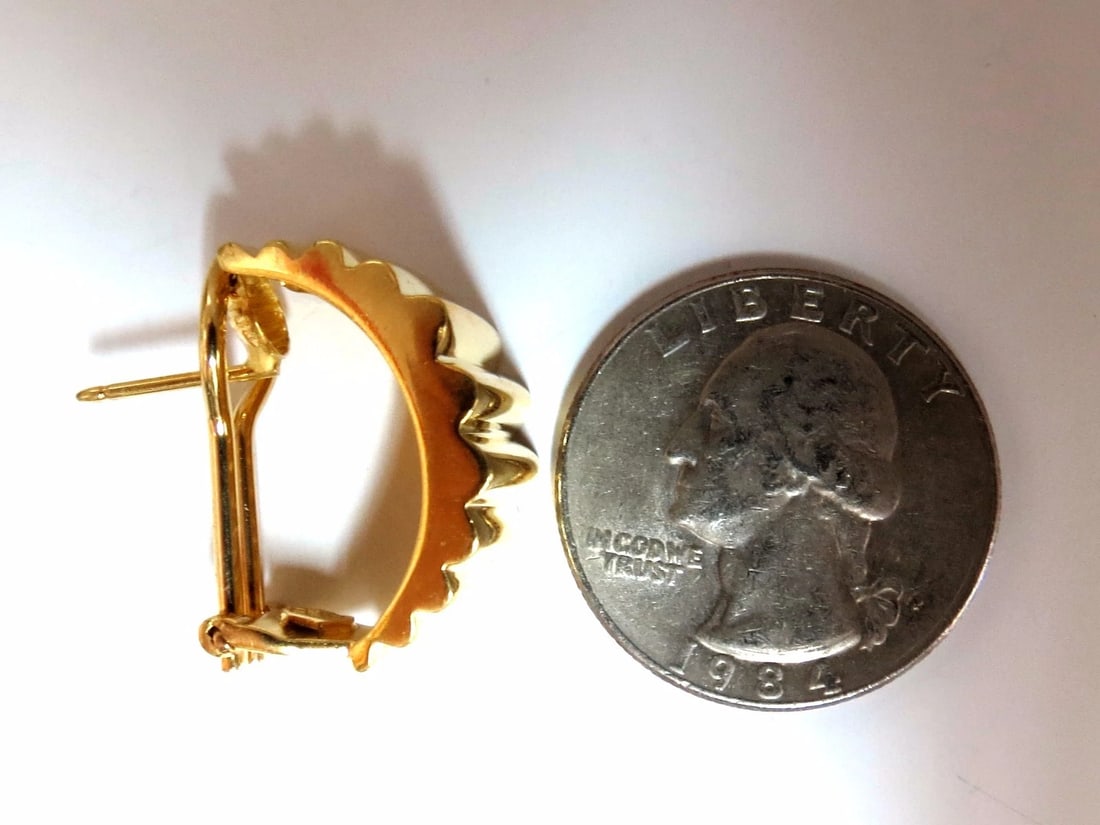 18kt 3D Regency Deco Grill Form Earrings Omega - 4