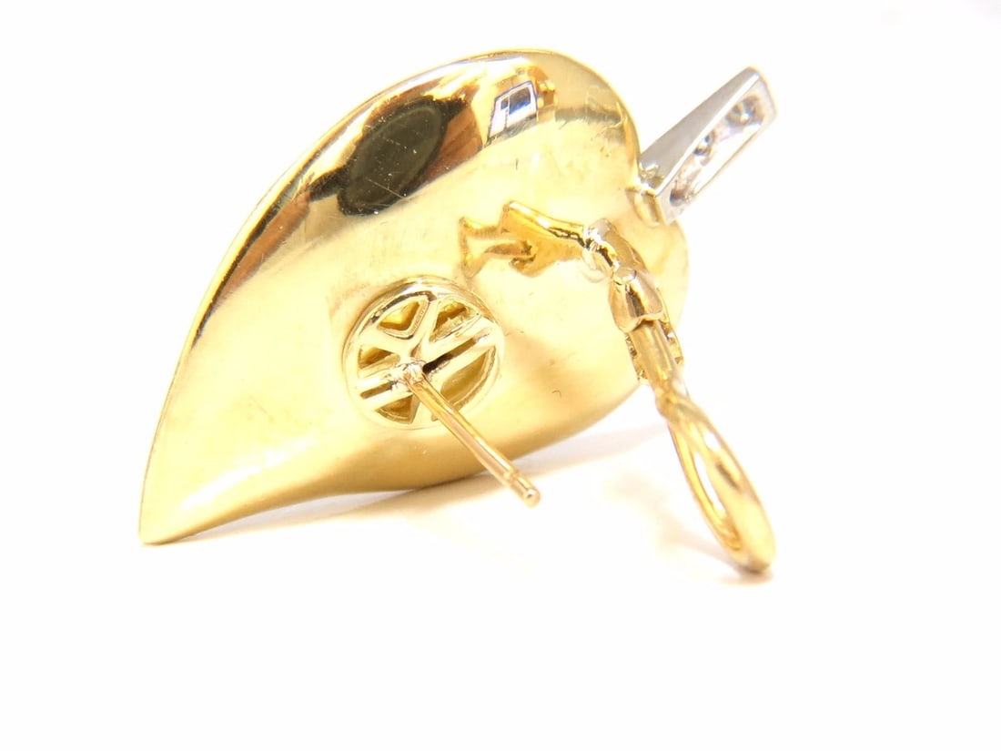18kt .25ct diamonds matrix quartz rough slice leaf earrings omega 3d - 2