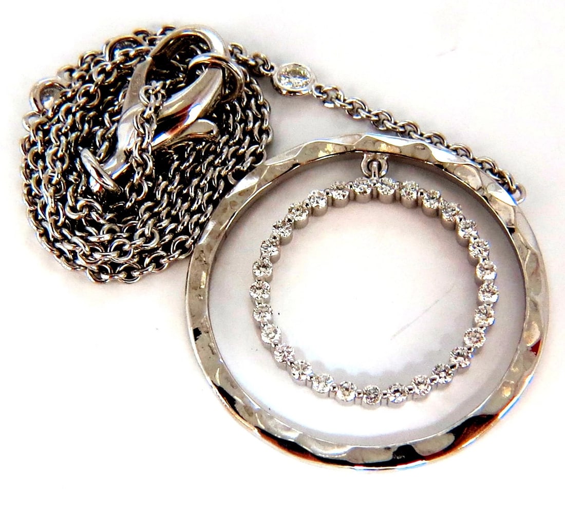 1.00ct. DIAMONDS DANGLING CIRCLE WITHIN CIRCLE BY YARD NECKLACE 18KT+ - 6