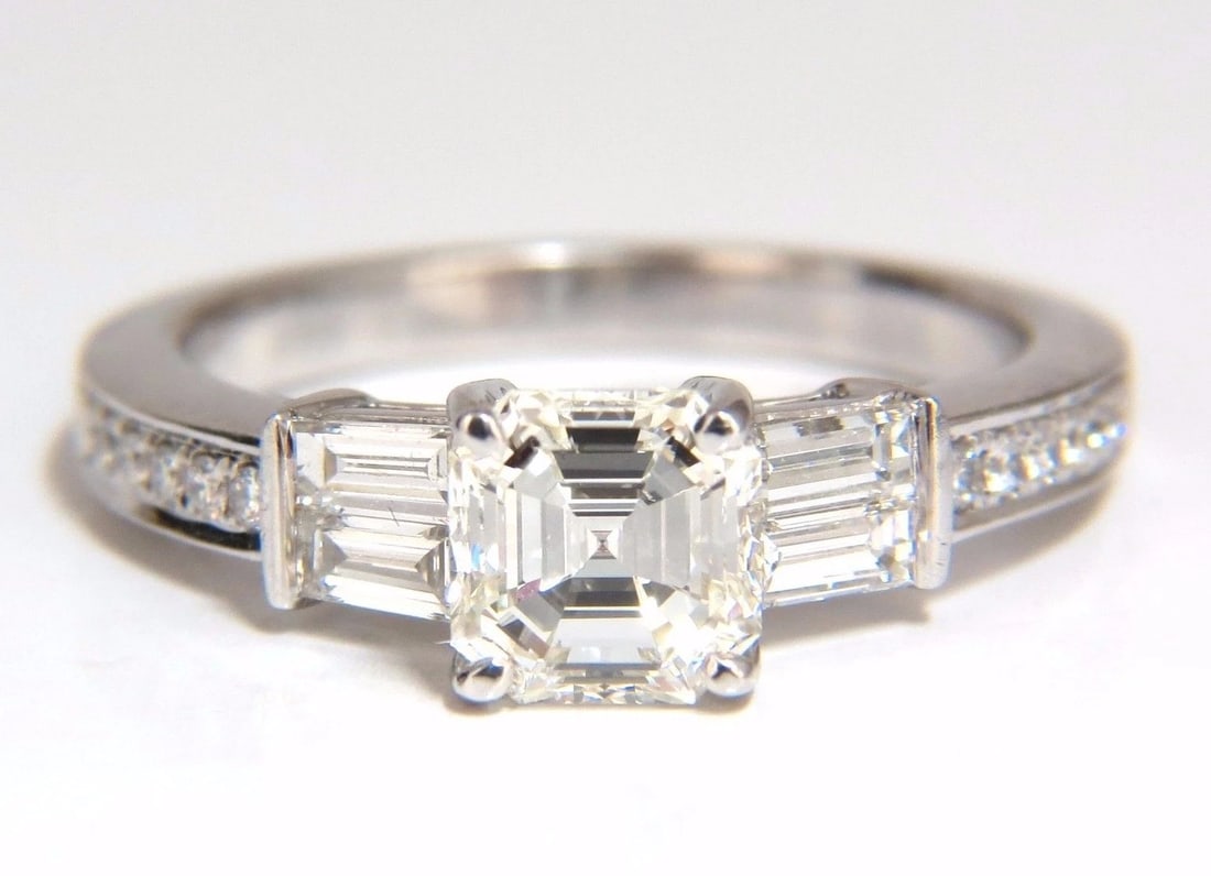 GIA Certified 1.62ct natural asscher diamond ring engagement classic 18kt: Title: GIA Certified 1.62ct natural asscher diamond ring engagement classic 18kt Description: Traditional Asscher Prime GIA Certified Diamond engagement ring. 1.12ct. Natural Asscher Cut diamond GIA
