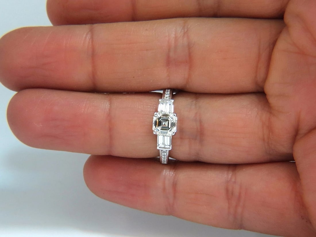 GIA Certified 1.62ct natural asscher diamond ring engagement classic 18kt - 5