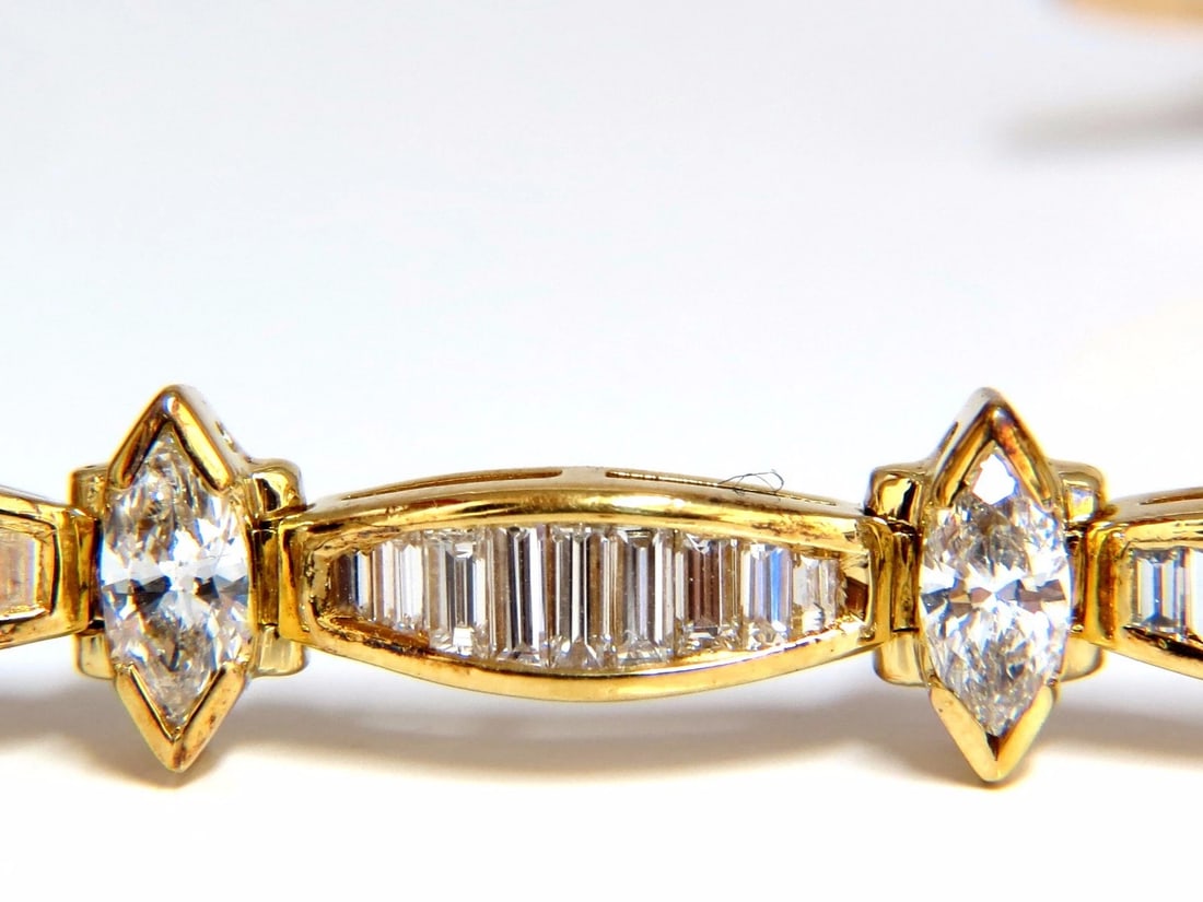 6.00ct natural diamonds baguettes marquise diamond tennis bracelet 18kt g/vs - 2