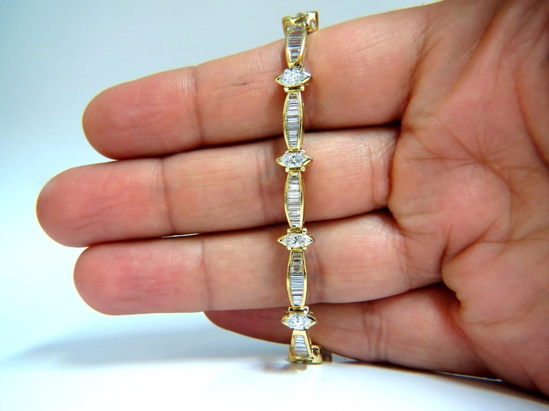 6.00ct natural diamonds baguettes marquise diamond tennis bracelet 18kt g/vs - 6