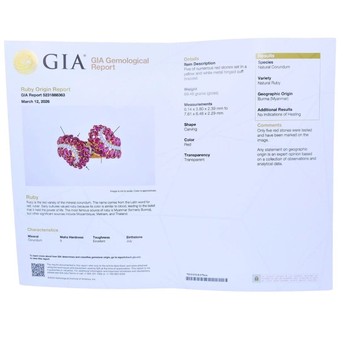 BOUCHERON Ruby BRACELET Diamond Gold Platinum Burmese Ruby GIA No Heat, French - 2