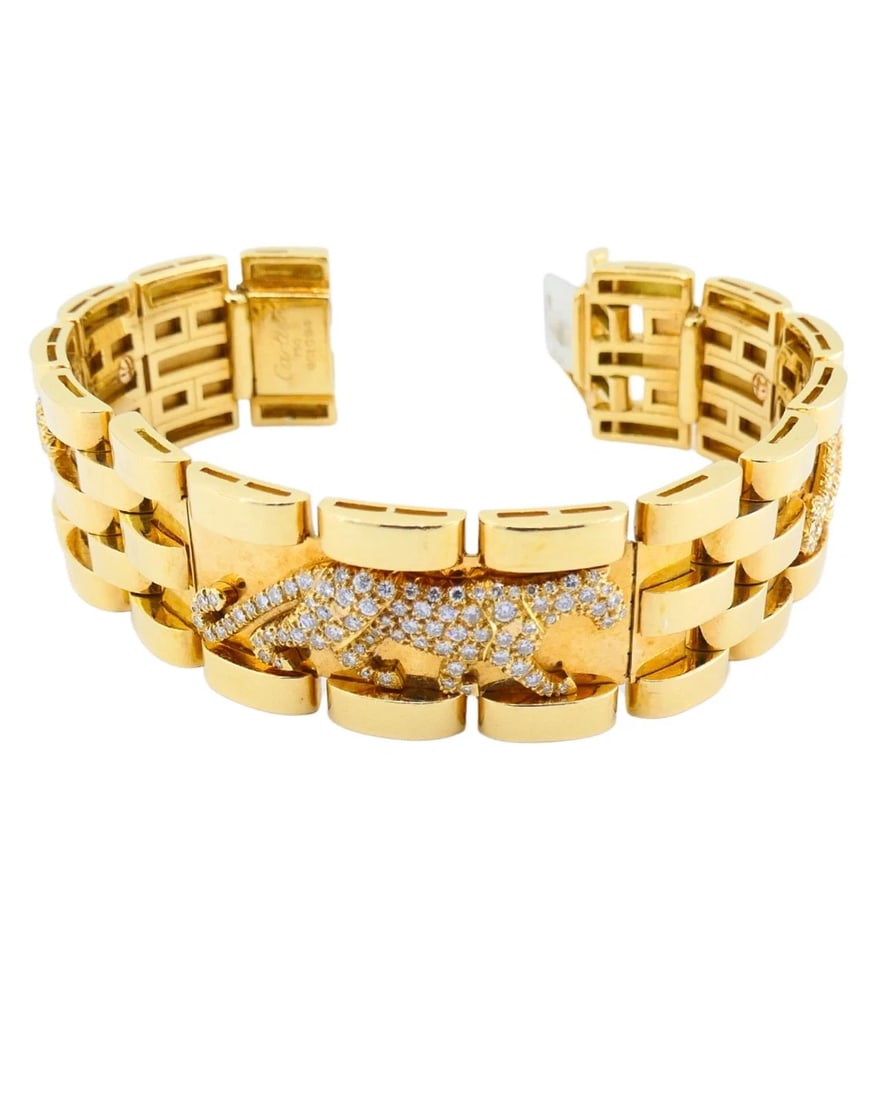 Cartier Walking Panthere Bracelet Diamond Gold Bracelet - 13