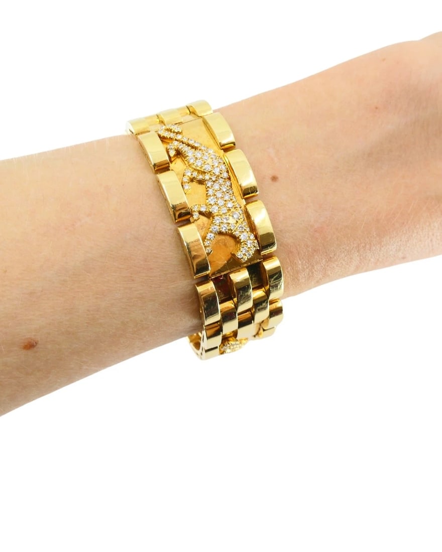 Cartier Walking Panthere Bracelet Diamond Gold Bracelet - 14