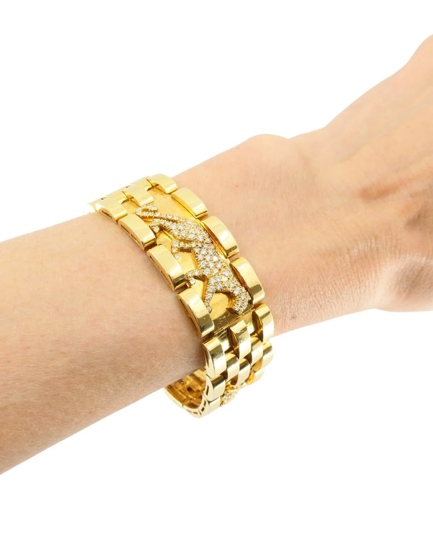 Cartier Walking Panthere Bracelet Diamond Gold Bracelet - 2